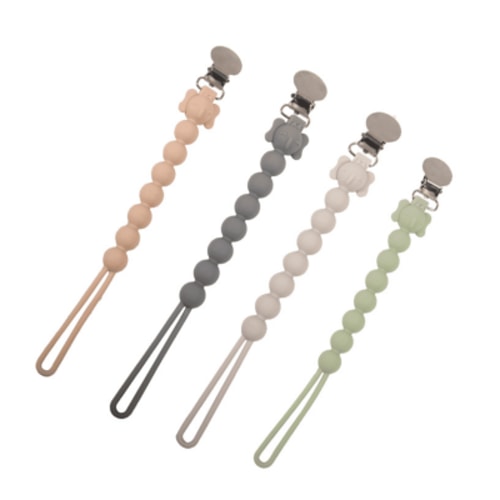 XIRQI 4Pcs Binky Clips Soothing Function Silicone Pacifier Clip Safety Silicone Pacifier Clips for Boys Combination Style