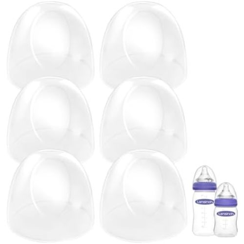 Baby Bottle Cap Compatible with Lansinoh Baby Bottles, Soft & Safe Bottle Lid, 6 Count