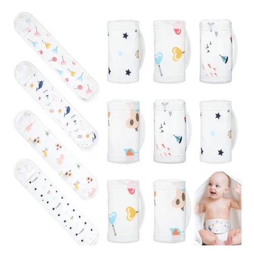Seematn 8 Pcs Cartoon Cotton Baby Infant Umbilical Cord Belly Bands Belly Protector Baby Belly Button Band Bellies Umbilical Hernia Belt Soft Newborn Navel Belt for 0-12 Months, 4 Styles