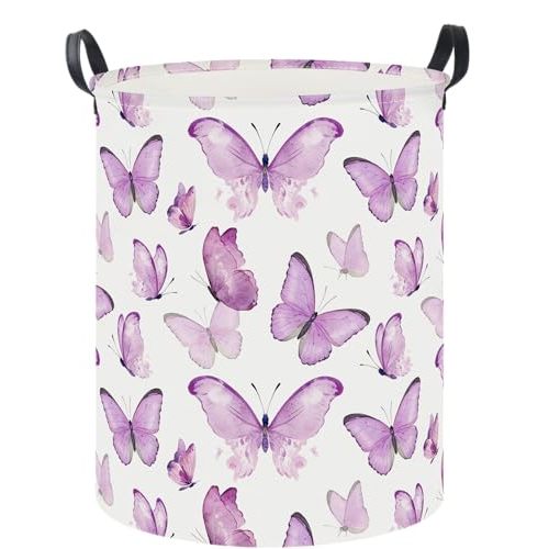 19.7" Laundry Basket,Dirty Clothes Hamper,Waterproof Storage Bin,Room Decor(Fluttering Butterfly)