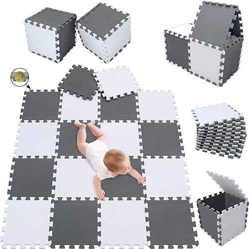 meiqicool Foam Play Mat Thick Soft EVA Interlocking Foam Floor Mats Children Yoga Exercise Multi Jigsaw Puzzle Blocking Board Kids Playmats Play 18 Piece AL