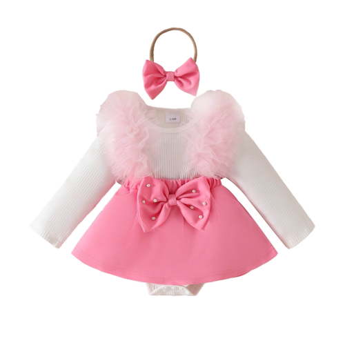 Infant Pink Baby Clothing Summer Bodysuit Rompers Dresses Baby Outfit Baby Girl Summer Outfits Baby Clothes 0-3 Months