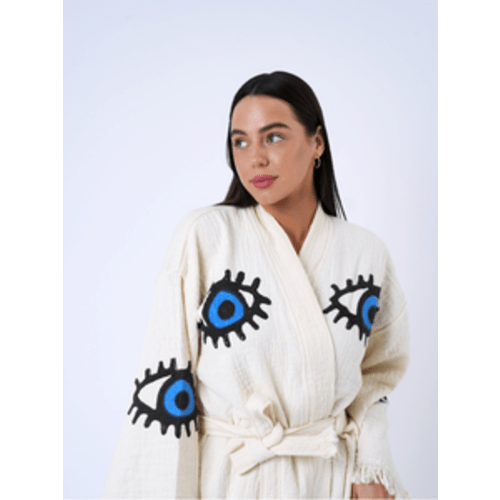Evil Eye Blue Kimono Robe – Peshtemal.Shop