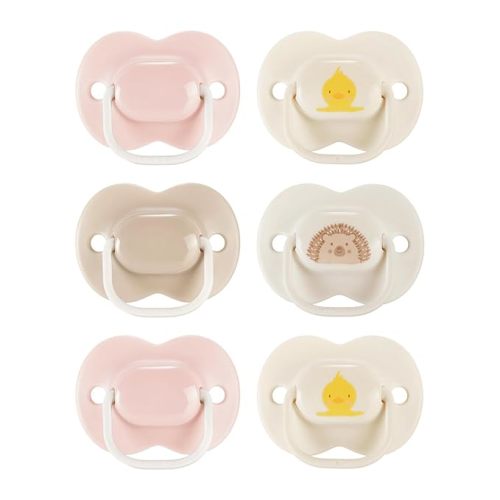 Tommee Tippee Anytime Matte Newborn Pacifiers, 0-6 Months, Symmetrical Baglet, BPA-Free Binkies, Pink and Beige, Pack of 6