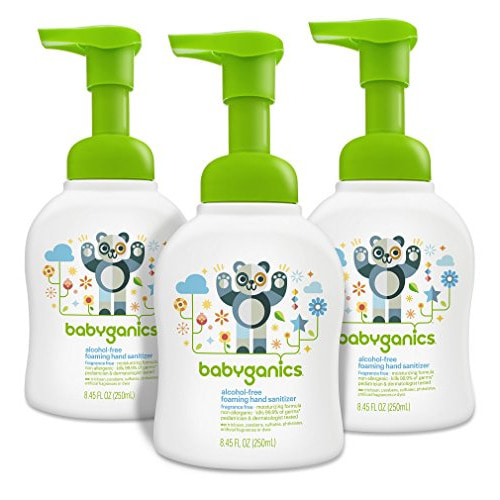 Babyganics Foaming Pump Hand Sanitizer, Alcohol Free, Fragrance Free, Kills 99.9% of Common Bacteria, Moisturizing, 8.45 Fl Oz (Pack of 3)