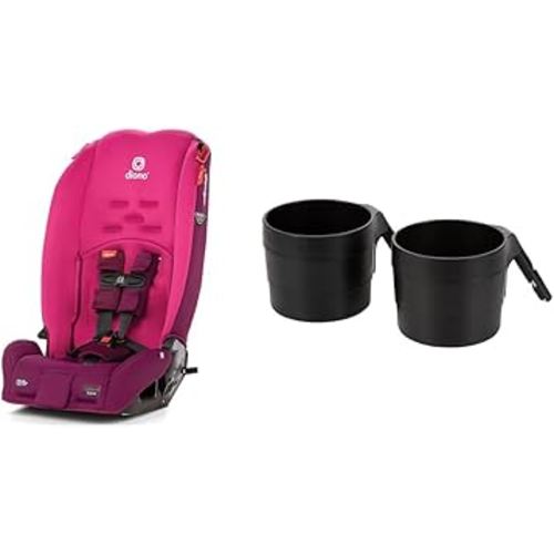 Diono Radian 3R, 3-in-1 Convertible Car Seat, Pink Blossom & XL Car Seat Cup Holders for Radian and Everett Car Seats, Pack of 2 Cup Holders, Black