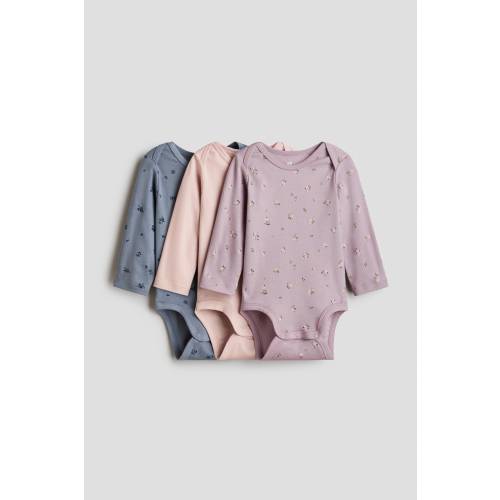 3-PACK COTTON BODYSUITS WITH LAP SHOULDERS
