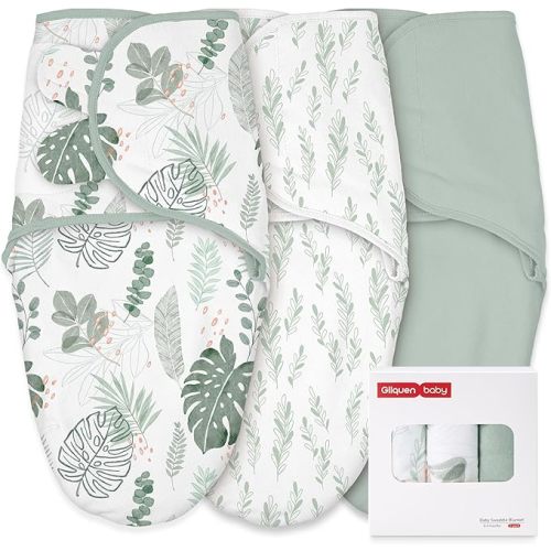 GLLQUEN BABY 3-Pack Organic Baby Swaddle Sleep Sacks - Swaddles for Newborns, Infant 0-3 Months, Baby Girls, Boys, Soft & Snug Newborn Sleep Sack, Nursery Swaddling Blankets, Baby Essentials & Gift