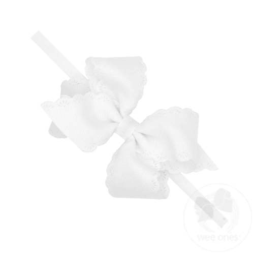 WEE ONES GROSGRAIN BOW WITH EYELET FLOWER-EMBOSSED EDGES – Little Bear Smocks