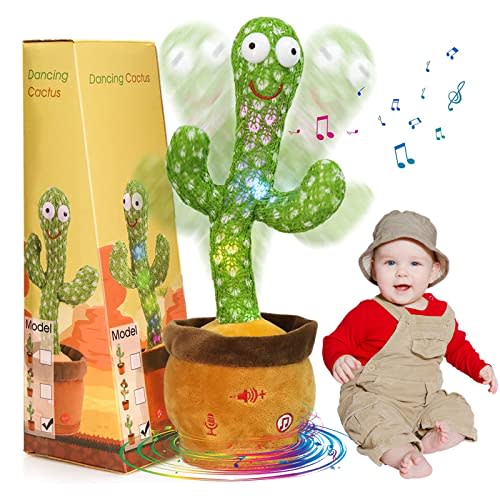 Emoin Dancing Cactus Talking Cactus Baby Toys for Boys and Girls Singing Children's Songs, Dancing Mimicking Toy Repeats What You Say & Recording, Plush Interactive Toy Musical Toys