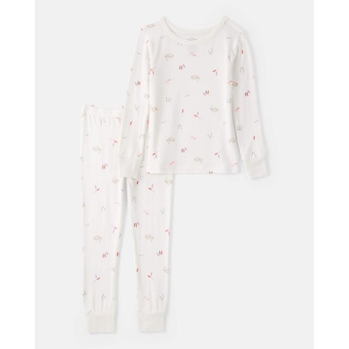 Toddler Girl Painting & Coloring Print PurelySoft Long-Sleeve 2-Piece Pajamas - Ivory | Carter's