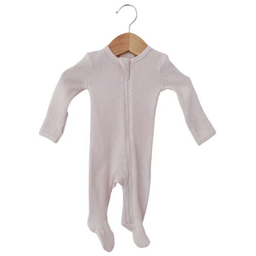 Organic Waffle Basic Zip Footie, Snow