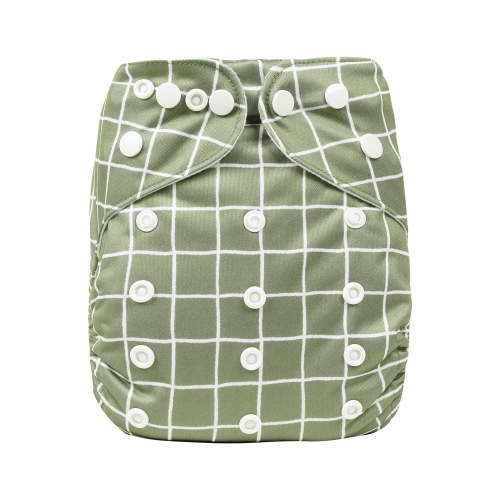 Khaki Gingham Cloth Nappy | One Size Fits Most