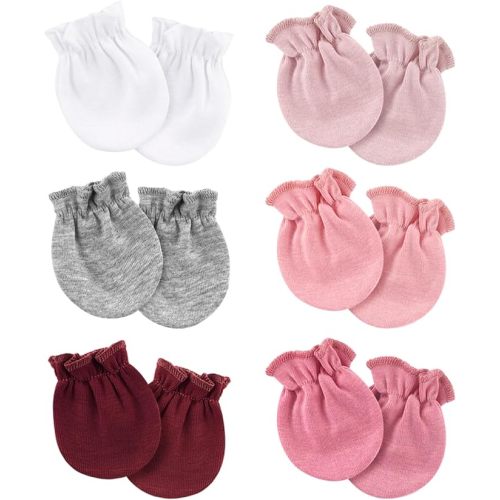 AQOKKA Newborn Baby Mittens No Scratch Cotton Elastic Wrist Gloves Infant Toddler Mittens for Baby Boy Girl 0-6 Months