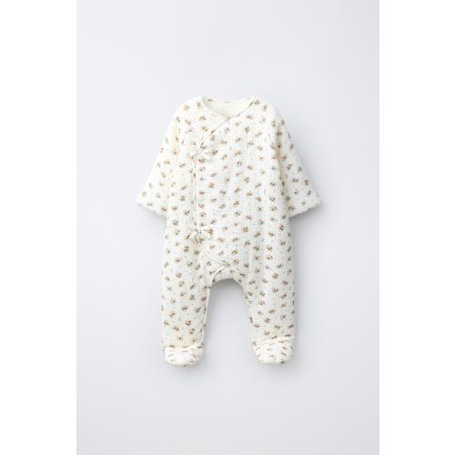 QUILTED FLORAL PRINT JUMPSUIT - Ecru | ZARA United States