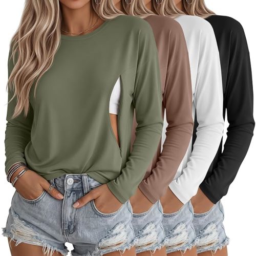 Ficerd 4 Pack Womens Nursing Maternity Tops