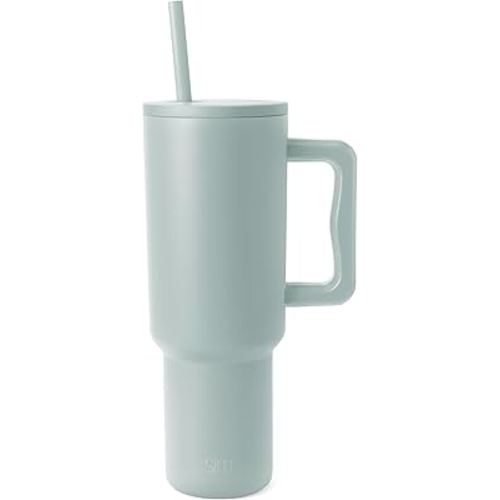 Simple Modern 40 oz Trek Tumbler with Handle and Straw Lid | Cup Holder Friendly Insulated Stainless Steel Travel Mug | Sea Glass Sage