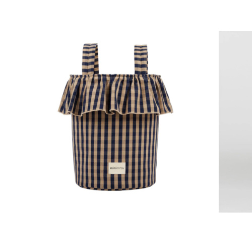 Vichy Basket - Navy + Caramel · Minicoton