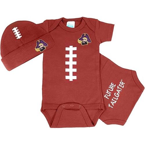 East Carolina ECU Pirates Baby Football Onesie and Football Hat Set