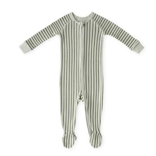 Ribbed Baby Sleeper in Stripes Away Evergreen | Over The Moon | 3-6 months