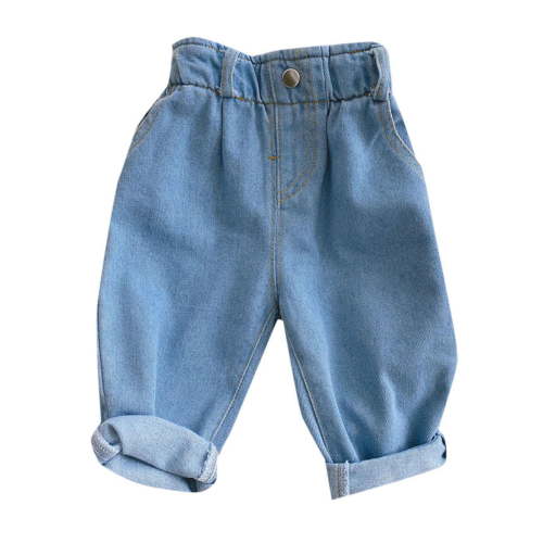 MEZZALL Baby Boys Girls Jeans Casual High Waisted Pant Straight Denim Jean Trousers Versatile Dailywear, Blue, 3-6 Months