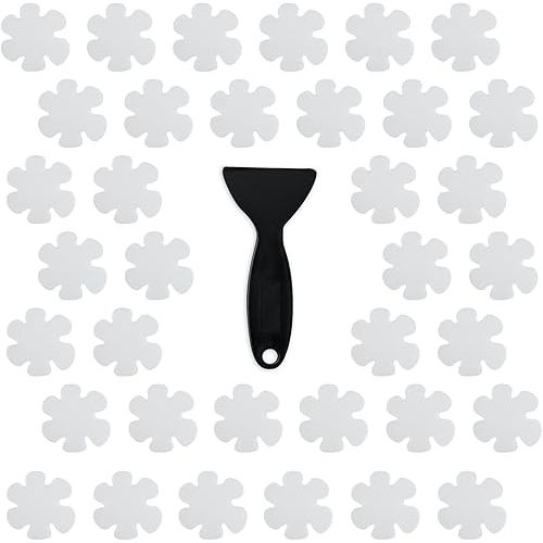Original 36PCS Transparent Bathtub Stickers Non-Slip, Safety Shower Treads Adhesive Appliques with Premium Scraper