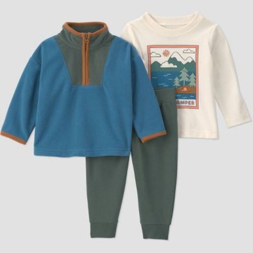 Carter's Just One You® Baby Boys' 3pc Happy Camper Quarter Zip with Sweatshirt and Jogger Pants Set - Blue 6M