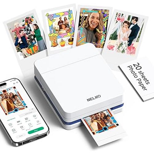 Nelko Photo Printer, PP01 Color Mini Portable Printer, Instant Smartphone Inkjet Printer, Sticky-Back Rechargeable Portable Picture Printer for iOS & Android, Perfect for Valentine's Day Gift, White