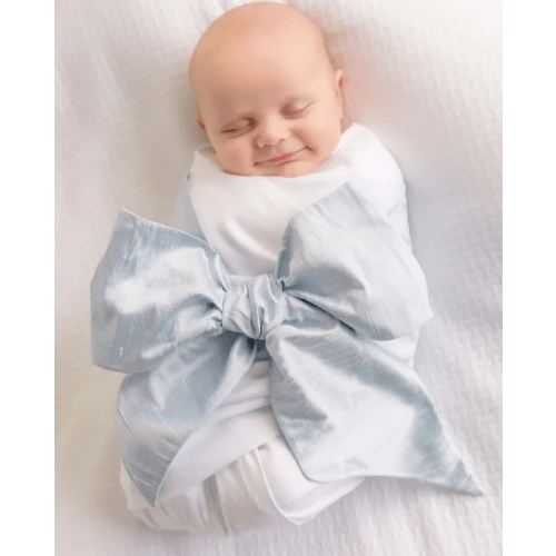 Bow Swaddle ® - Sea Blue Silk
