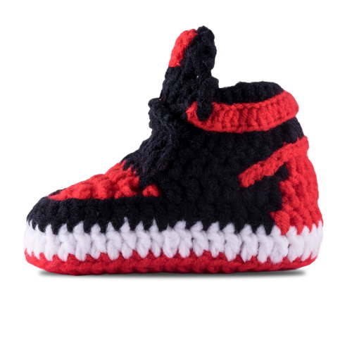 DiaperBookClub J-1 Crochet Baby Shoes Red Toddler Sneakerheads, Soft Booties for Boys & Girls, Breathable & Comfortable Children's Kicks