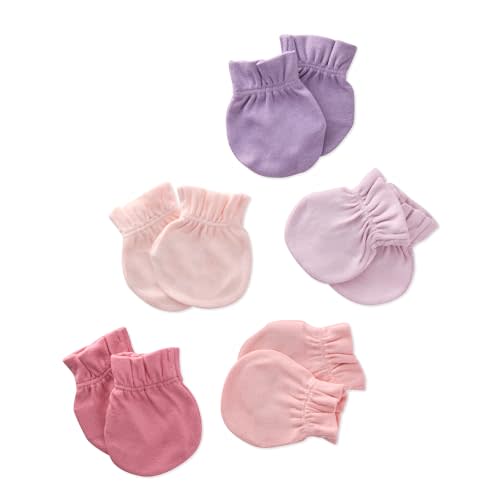 Butterblu Morgan 5-Pack Mitts 100% Organic Cotton No Scratch Mittens for Newborn Baby Boys & Girls, Sorbet, One Size