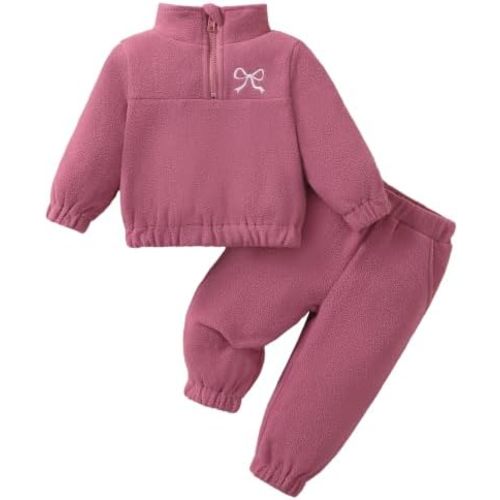 Jecson Baby Girl Clothes Toddler Girl Clothes Fleece Half Zip Pant 12M-4T