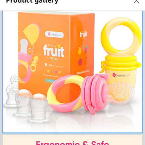 NatureBond Baby Food Feeder/Fruit Feeder Pacifier Nibbler (2 Pack) - Infant Teething Toy Teether Weaning in Appetizing Colors | + Additional Silicone Sacs