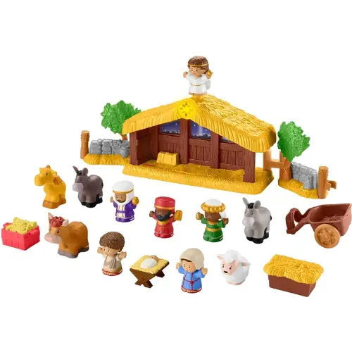Fisher-Price Little People Toddler Toy Nativity Set with Music Lights and 18 Pieces for Christmas Play Ages 1+ Years