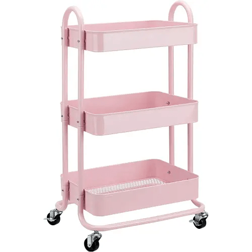 Amazon Basics 3-Tier Rolling Utility or Kitchen Cart - Dusty Pink