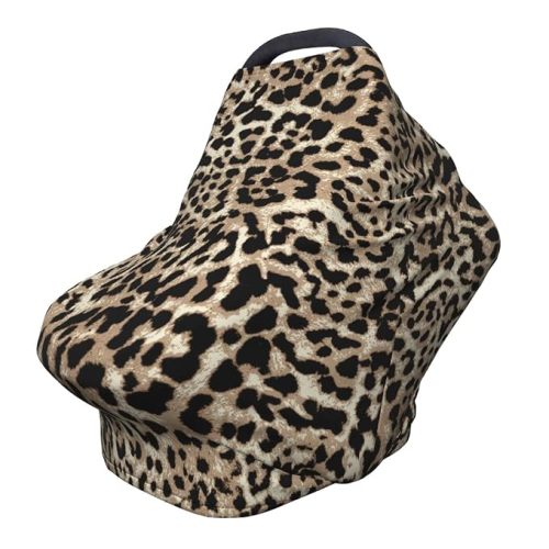 Leopard Print Cheetah Baby Stuff Car Seat Cover,Nursing Cover for Mom Breathable Stroller Cover Multi-Use Car Seat Canopy Carrier Covers for Girls Boys
