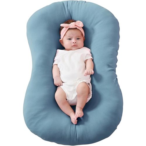 FUNUPUP Rayon Derived from Bamboo Baby Lounger Cover Compatible with Snuggle Me Lounger, Infant Lounger Pillow Cover for Newborn, Removable Elastic Newborn Lounger Cover,Cover Only,Sea Blue