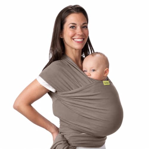 Boba Baby Wrap Carrier - Stretch Cotton Newborn Sling, Gray | Breathable, Hands-Free Babywearing Carrier Wrap; ergonomic, secure hold for newborn to toddler 7-35 lbs.
