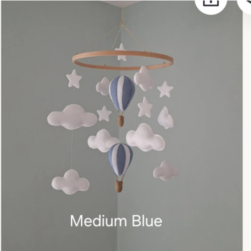 Hot Air Balloon Nursery Mobile: Felt Cloud & Star Decoration All Colours - Etsy