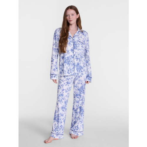 Joyspun Women’s Dreamy Soft Collection Notch Collar Top and Pants, 2-Piece Pajama Set, Sizes XS-3X