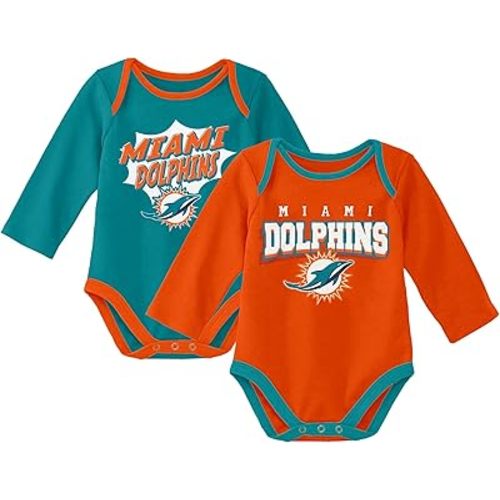 NFL Officially Licensed Newborn Infants 0-18m Sunday Star 2 Pack Snap Closure Cotton Creeper Bodysuit Romper Set