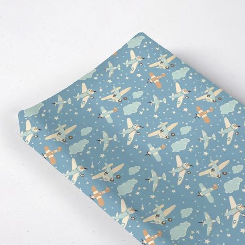 Clouds Plane Stars Pattern Baby Changing Pad Cover, Unisex Plane Nursery Diaper Changing Table Pad Mat Sheet for Boys Girls-16x32
