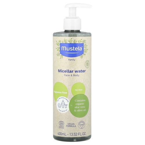 Mustela Micellar Water, Face & Body, Fragrance Free, 13.52 fl oz (400 ml)