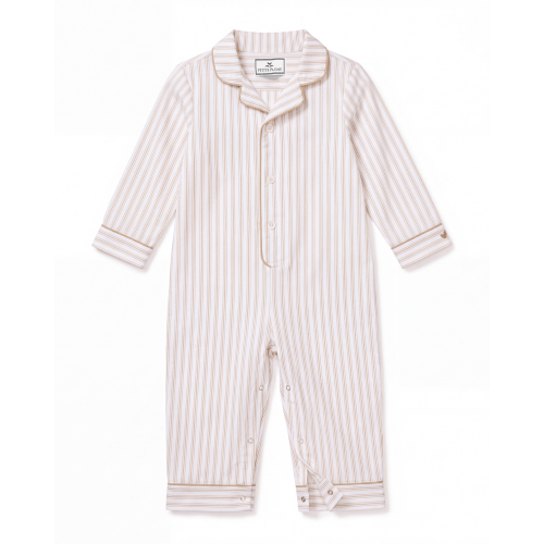 Baby's Twill Classic Romper in Camel Ticking