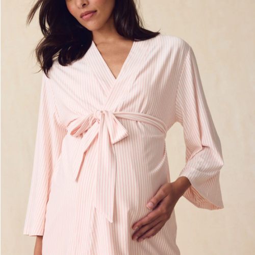 LAKE | Women | DreamModal™ Pajamas | English Rose Pencil Stripe Maternity Kimono Bundle