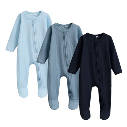 Bafeicao Newborn Footie Pajamas with Mitten Cuffs 2 Way Zipper Sleepers for Baby Boy Girl Clothes 3M 6M Footed Sleep 'n Play