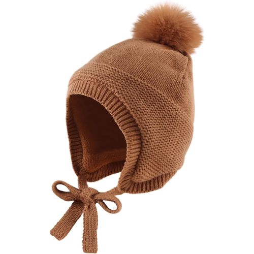 JANGANNSA Basic Winter Baby Boys Beanie Pompom Knitted Girls Hat Kids Earflap Beanies Warm Infant Toddler Hats