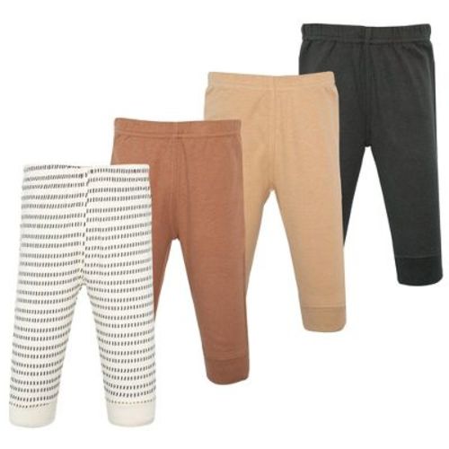 Hudson Baby Basics Infant Boy Comfy Cotton Pants 4-Pack, Desert Stripe Set, Newborn