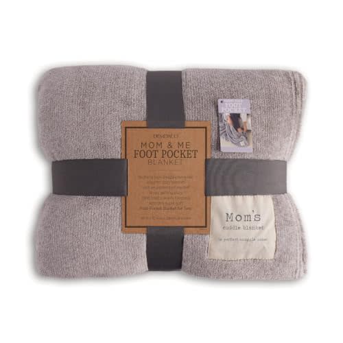 DEMDACO Mom and Me Cuddle Greywash 60 x 70 Fleece Fabric Foot Pocket Throw Blanket