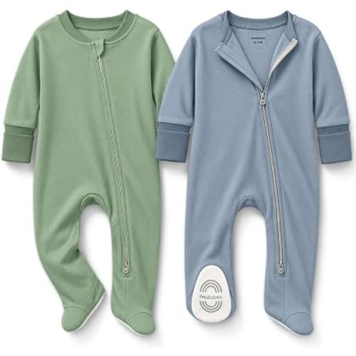 2pk Baby Pajamas Footie, Baby Sleepers, Newborn Pajamas (Slate, 0-3M)